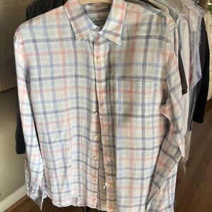 Mens Peter Millar 100% Linen Coronado Plaid Shirt